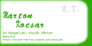 marton kocsar business card